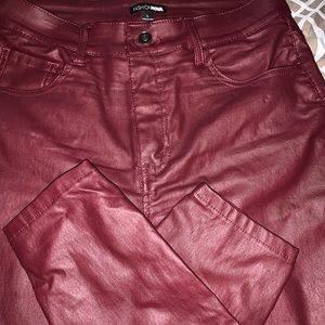 Burgundy faux leather pants new without tags